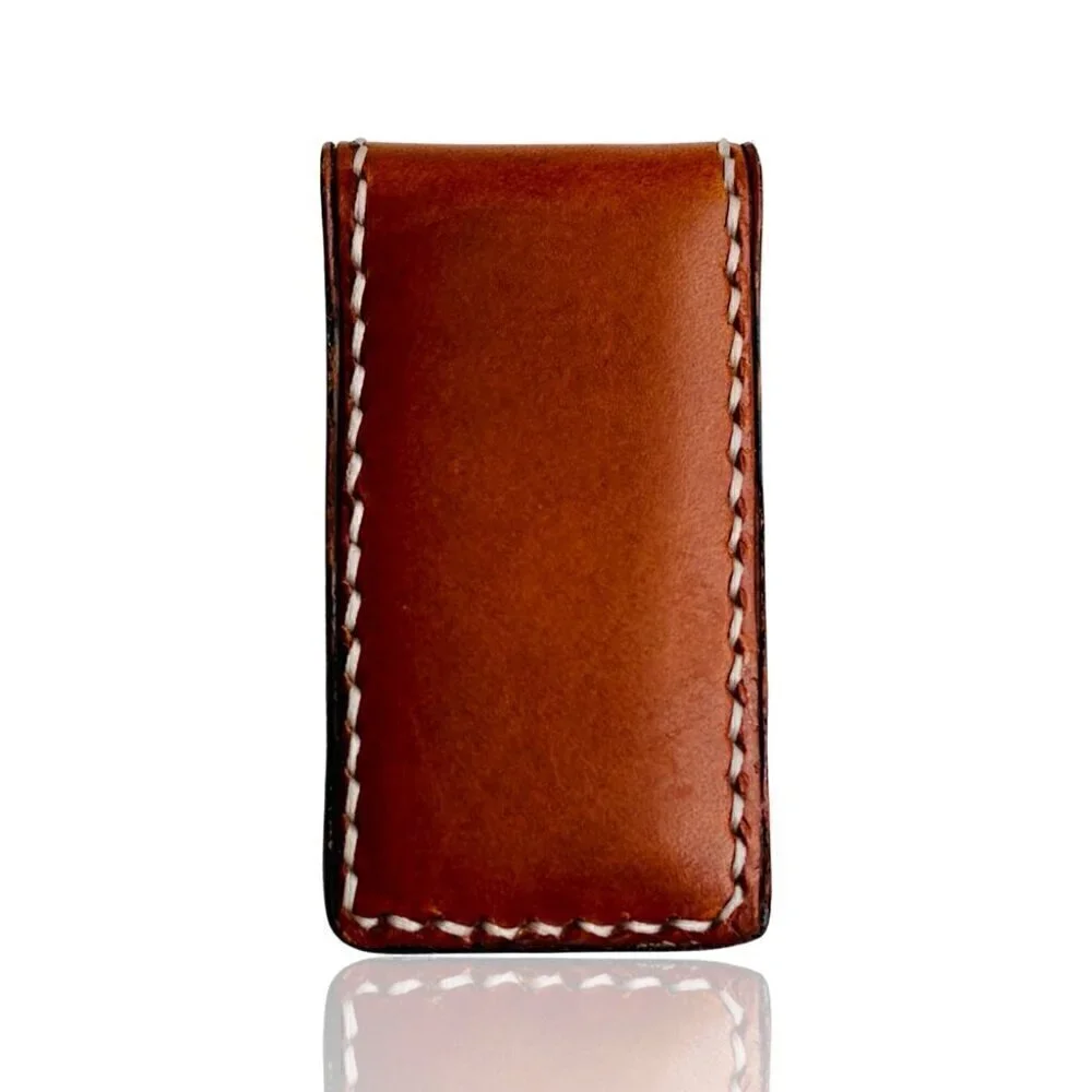 Hand Crafted Leather Money Clip, Strong Magnet, Accessory for Men - Picture 3 of 5